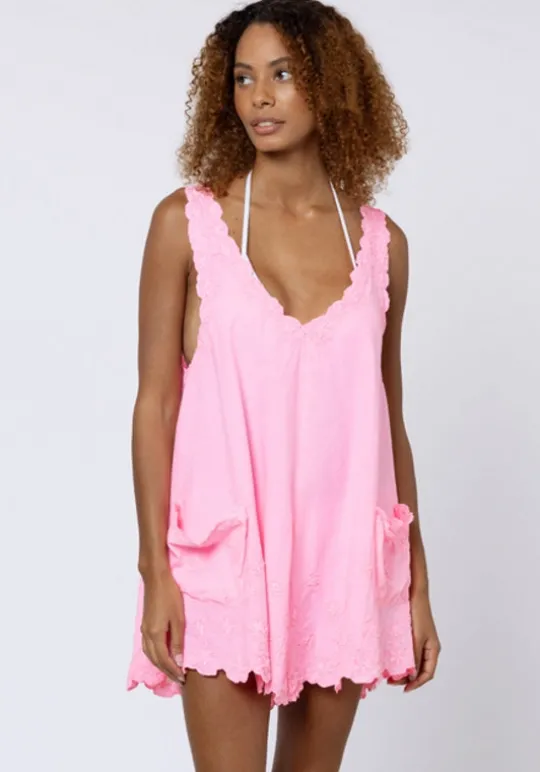 Juliet Dunn Poplin Low Back Dress Pink Grapefruit PinkGrapefruit Best