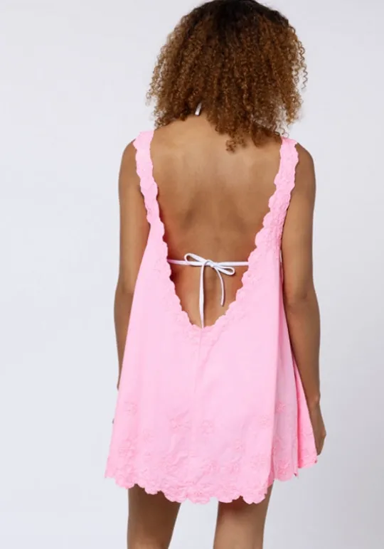 Juliet Dunn Poplin Low Back Dress Pink Grapefruit PinkGrapefruit Best