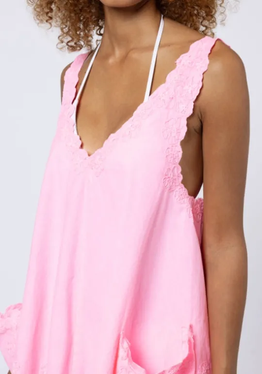 Juliet Dunn Poplin Low Back Dress Pink Grapefruit PinkGrapefruit Best