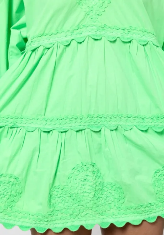 Juliet Dunn Poplin V Neck Mini Dress Apple Clearance