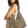 Seafolly Raffia Stripe Tote Natural/Black Outlet