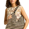 Seafolly Raffia Stripe Tote Natural/Black Outlet