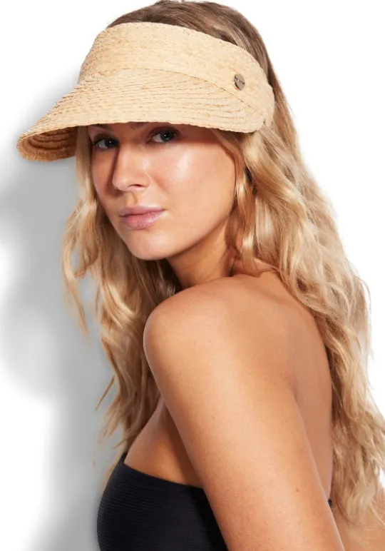 Seafolly Raffia Visor Natural Hot