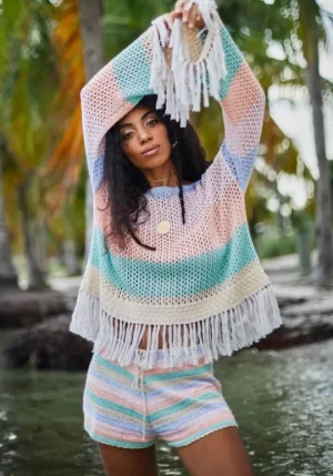 Pitusa Rainbow Crochet Shorts Pastel Hot