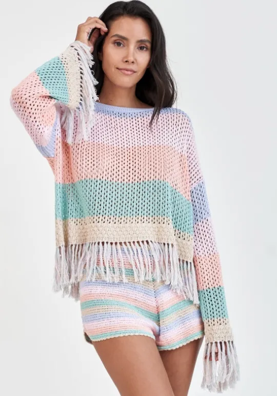 Pitusa Rainbow Crochet Shorts Pastel Hot