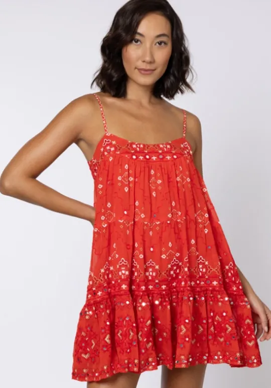 Juliet Dunn Mosaic Mini Dress Red Clearance