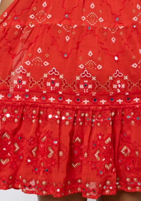 Juliet Dunn Mosaic Mini Dress Red Clearance