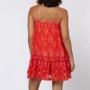 Juliet Dunn Mosaic Mini Dress Red Clearance