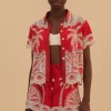 Farm Rio Palm Tree Shirt Red Hot