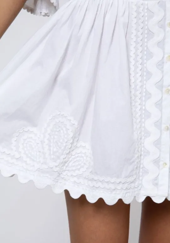 Juliet Dunn Ric Rac Blouson Dress White Hot