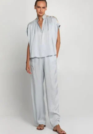 Greek Archaic Kori Roots Silky Trouser Silver Online