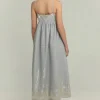 Greek Archaic Kori Roots Strappy Midi Dress Grey New