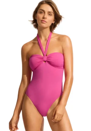 Seafolly Sash Halter Swimsuit Hot Pink Fashion