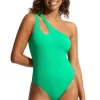 Seafolly Seadive One Shoulder Keyhole Swimsuit Jade Sale