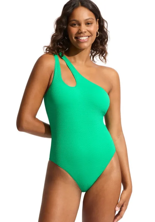 Seafolly Seadive One Shoulder Keyhole Swimsuit Jade Sale