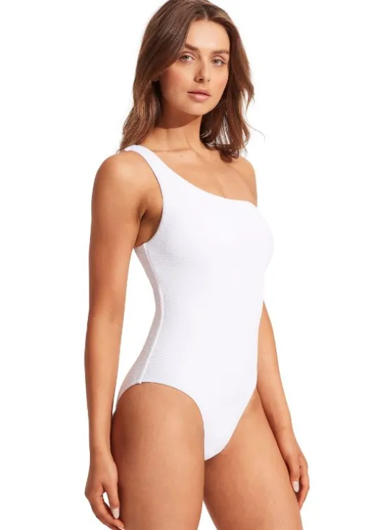 Seafolly Seadive One Shoulder Swimsuit White Online