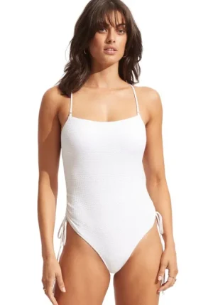 Seafolly Seadive Scoop Neck Swimsuit White Sale