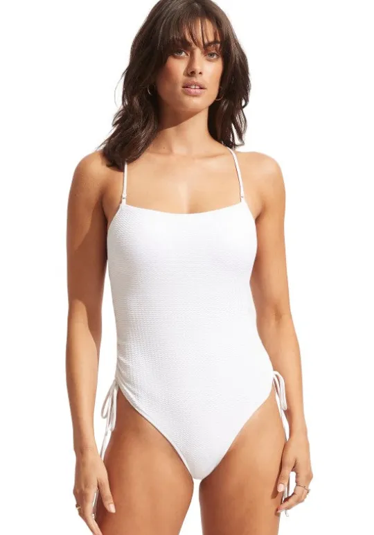 Seafolly Seadive Scoop Neck Swimsuit White Sale