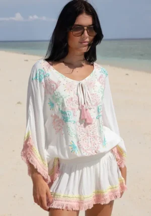 Miss June Sejla Kaftan White Best