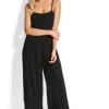Seafolly Shirred Waist Wrap Pants Black Clearance
