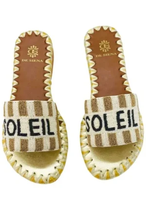 De Siena Soleil Stipe Sandals Gold Clearance
