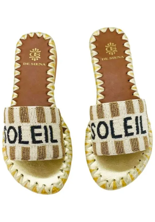 De Siena Soleil Stipe Sandals Gold Clearance