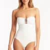 Sea Level Spinnaker Bandeau Swimsuit White New