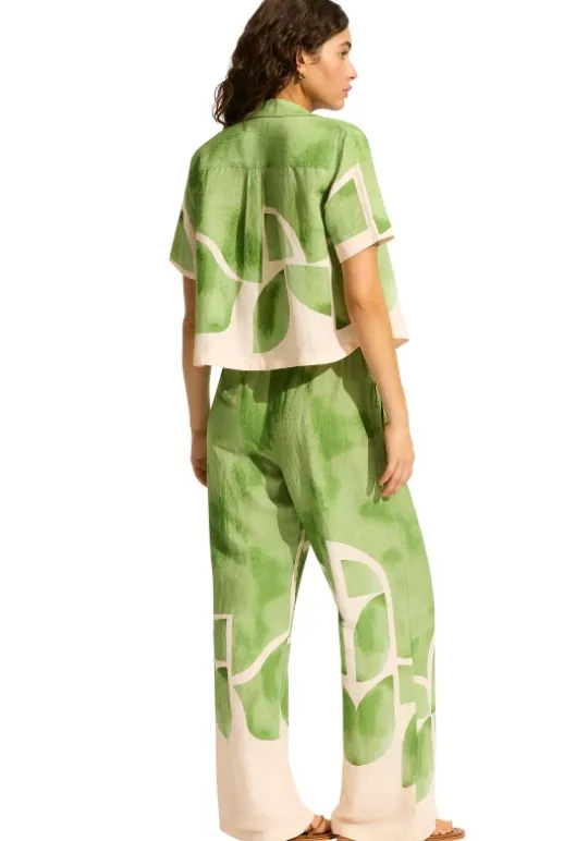 Seafolly Sunray Cropped Shirt Sage SunraySage Fashion