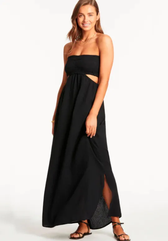 Sea Level Sunset Bandeau Dress Black Hot