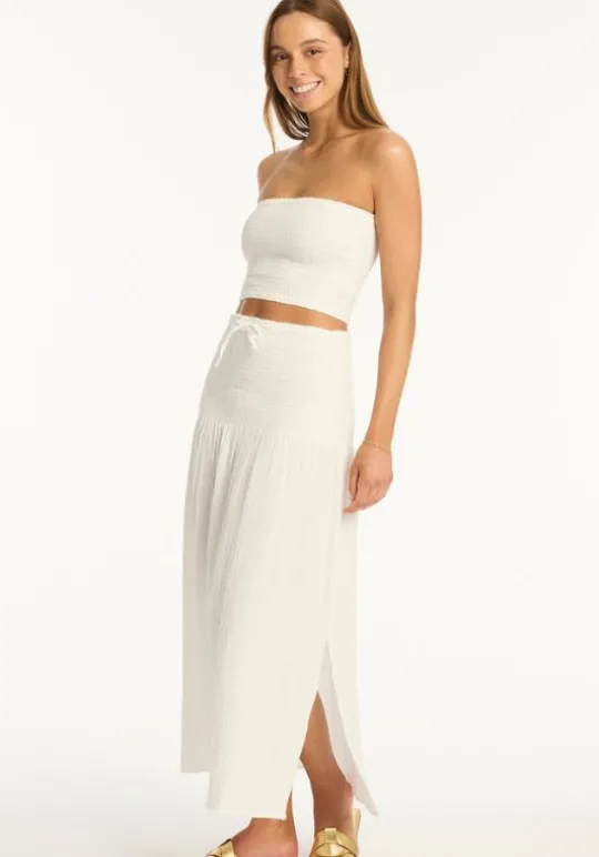 Sea Level Sunset Beach Skirt White Sale