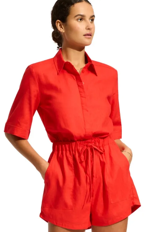 Seafolly Sunside Playsuit Flame Fashion