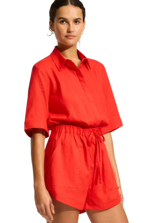 Seafolly Sunside Playsuit Flame Fashion
