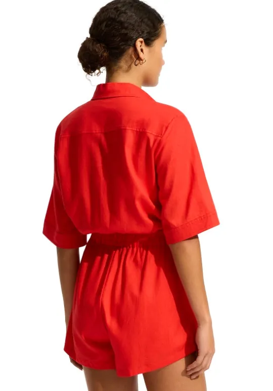 Seafolly Sunside Playsuit Flame Fashion