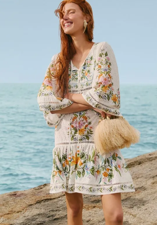 Farm Rio Sweet Bloom Bouquet Short Dress Outlet