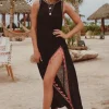 Pitusa Tassel Slit Dress Black Discount