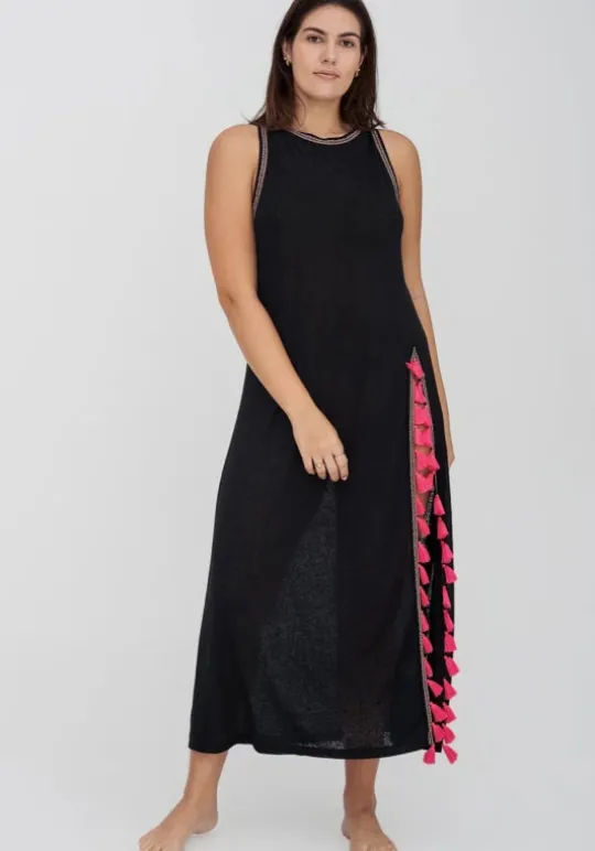 Pitusa Tassel Slit Dress Black Discount