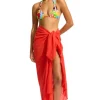 Seafolly Textured Cotton Wrap Sarong Flame Clearance