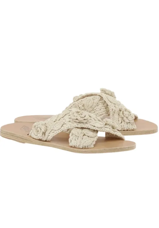 Ancient Greek Sandals Thais Crochet Sandals Beige Discount