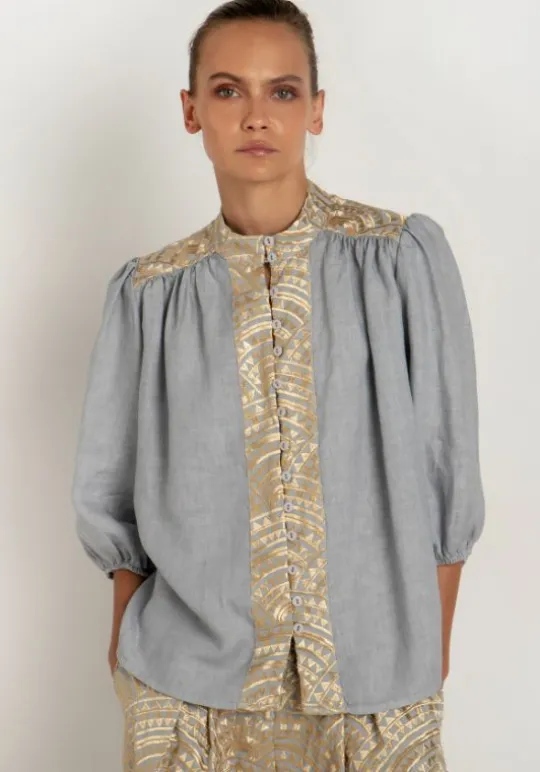 Greek Archaic Kori Triangle Blouse Grey Sale