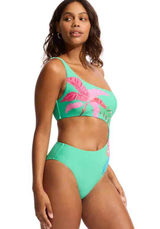 Seafolly Tropica One Shoulder Cut Out Swimsuit Sale