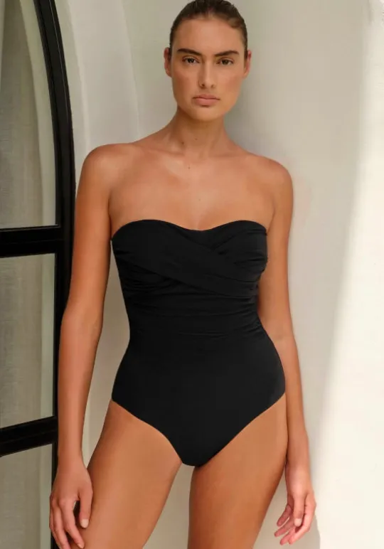 JETS Swimwear Twist Bandeau DD Swimsuit Black Outlet