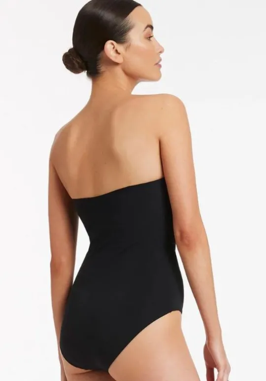 JETS Swimwear Twist Bandeau DD Swimsuit Black Outlet