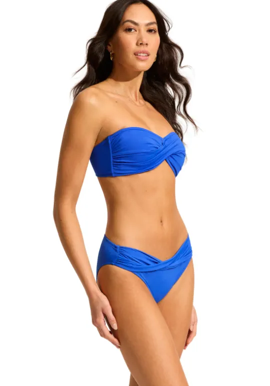 Seafolly Twist Front Bandeau Bikini Azure Discount