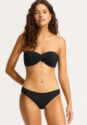 Seafolly Twist Front Bandeau Bikini Black Outlet
