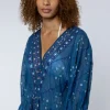 Juliet Dunn V Neck Loose Dress Mosaic Peacock Best