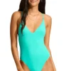 Seafolly V Neck Swimsuit Aquatic Blue AquaticBlue Hot
