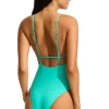 Seafolly V Neck Swimsuit Aquatic Blue AquaticBlue Hot