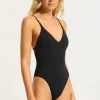 Seafolly V Neck Swimsuit Black Hot