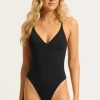Seafolly V Neck Swimsuit Black Hot