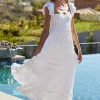 PQ Swim Victoria Dress White Waterlily Sale
